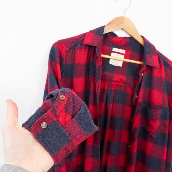 *American Eagle Boyfriend Fit Red Blue Flannel - Picture 6 of 8